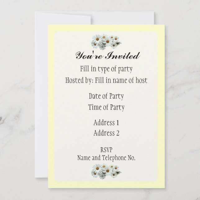 Invitación de fiesta - Diseño Daisy (Anverso)