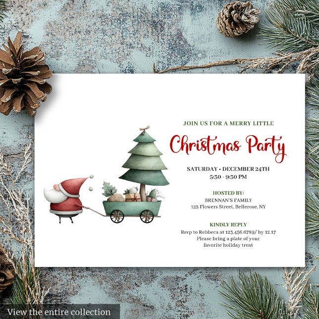 Invitación de fiesta divertida minimalista de Papá (Minimalist Funny Santa Claus Festive Party Invite)