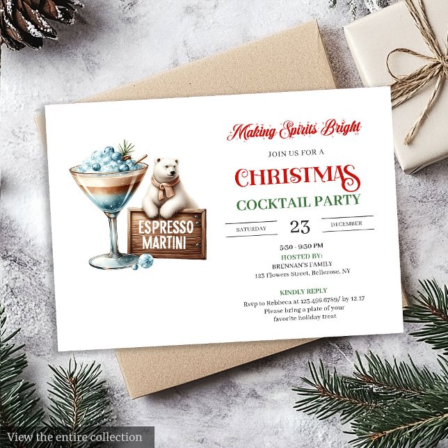 Invitación de fiesta divertida y chic para cóctele (Chic fun festive cocktails party invitation

)