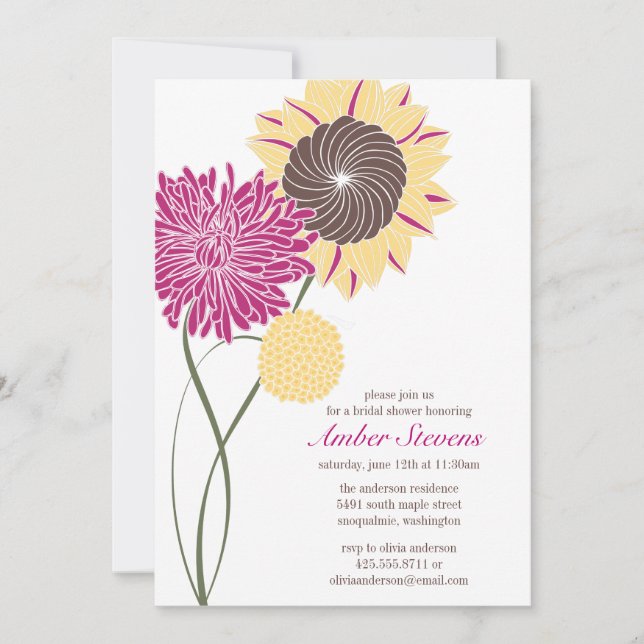 Invitación de fiesta/ducha con flores de jardín (Anverso)