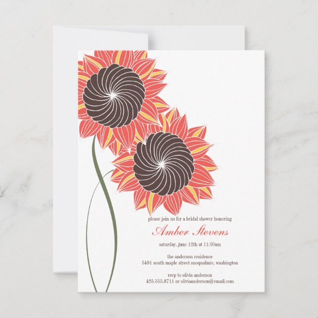 Invitación de fiesta/ducha de girasoles (Anverso)