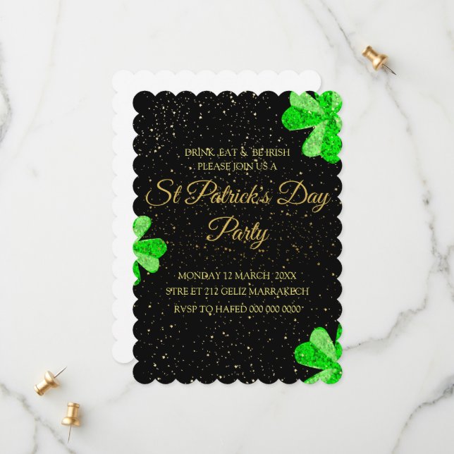 Invitación de fiesta editable del día de San Patri (Anverso/Reverso In Situ)