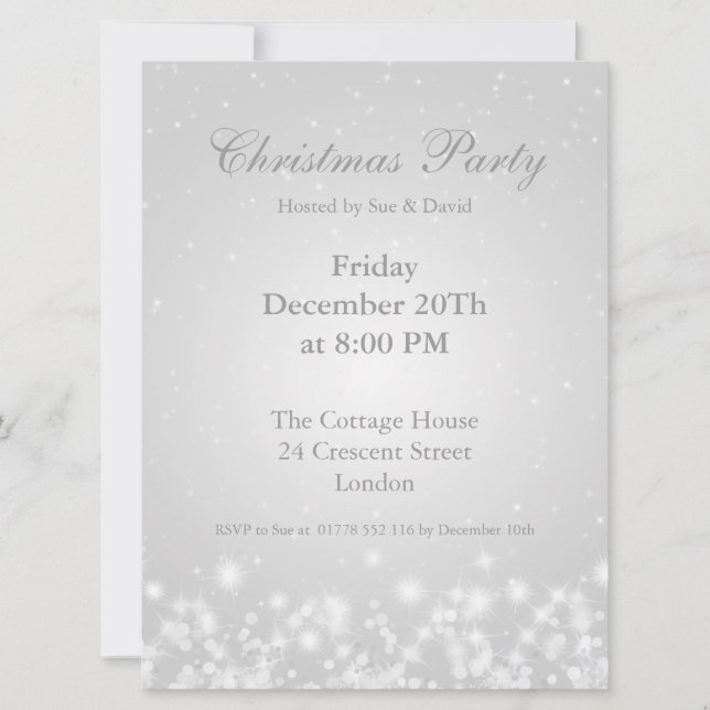 Invitación de fiesta Elegancia blanca Esparkle de  (Anverso)
