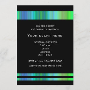Invitación de fiesta elegante Blues Negros Verdes