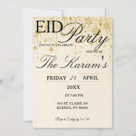 Invitación de fiesta elegante Boho dorada de Eid