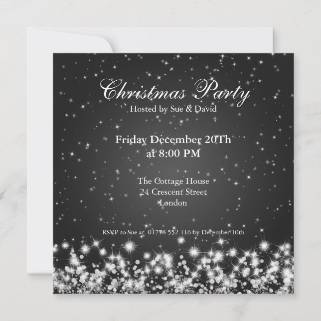 Invitación de fiesta elegante brillo personalizado (Anverso)