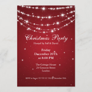Invitación de fiesta elegante cadena brillante roj