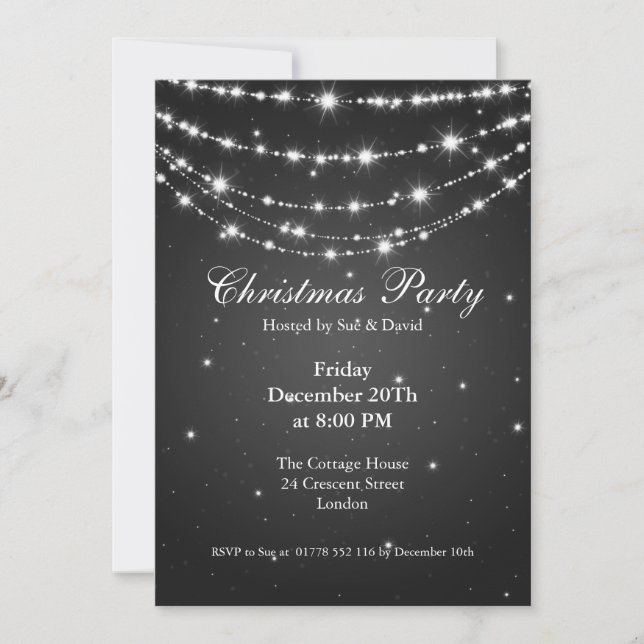 Invitación de fiesta elegante cadena de esparkling (Anverso)
