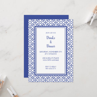 INVITACIÓN DE FIESTA ELEGANTE CON BORDE AZUL Y BLA