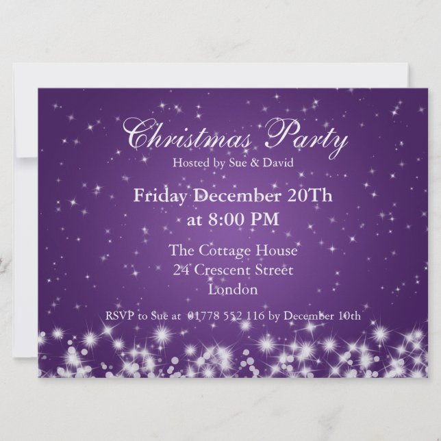 Invitación de fiesta elegante destello de invierno (Anverso)