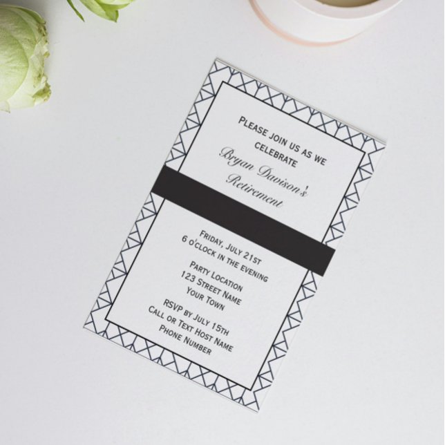 Invitación de fiesta elegante en blanco y negro (Subido por el creador)
