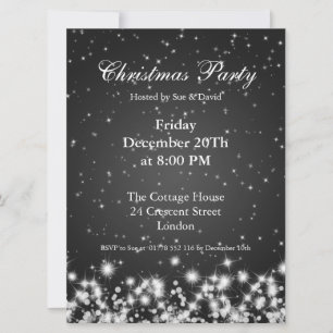 Invitación de fiesta elegante negro espuma de invi