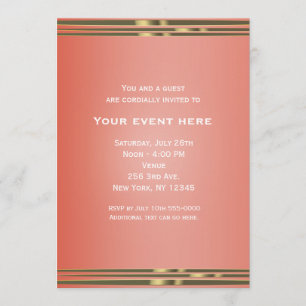 Invitación de fiesta elegante y chic con coral mel