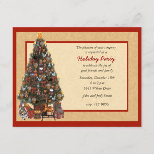 Invitación de fiesta en árbol de Navidad