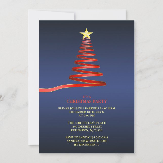 Invitación de fiesta en árbol de Navidad (Anverso)