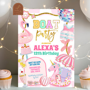 Invitación de fiesta en barco retro preppy