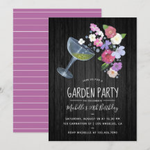 Invitación de fiesta en el jardín floral de Champa