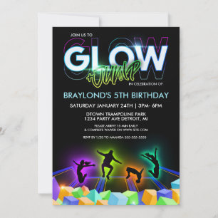Invitación de fiesta en Glow Trampoline Park