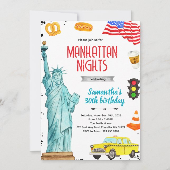 invitación de fiesta en la ciudad de Nueva York (Anverso)