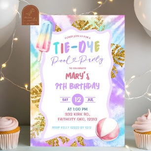 Invitación de fiesta en la piscina con teñido de c