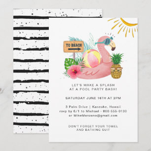 Invitación de fiesta en la piscina de verano en ac