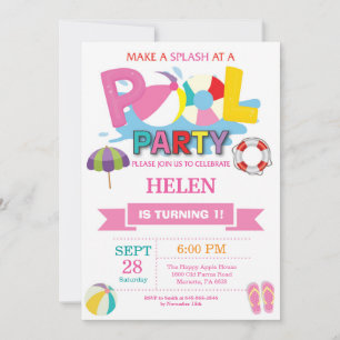 Invitación de fiesta en la piscina de verano Salpi