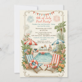 Invitación de fiesta en la piscina del 4 de julio 