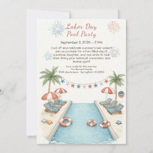 Invitación de fiesta en la piscina para el Día del
