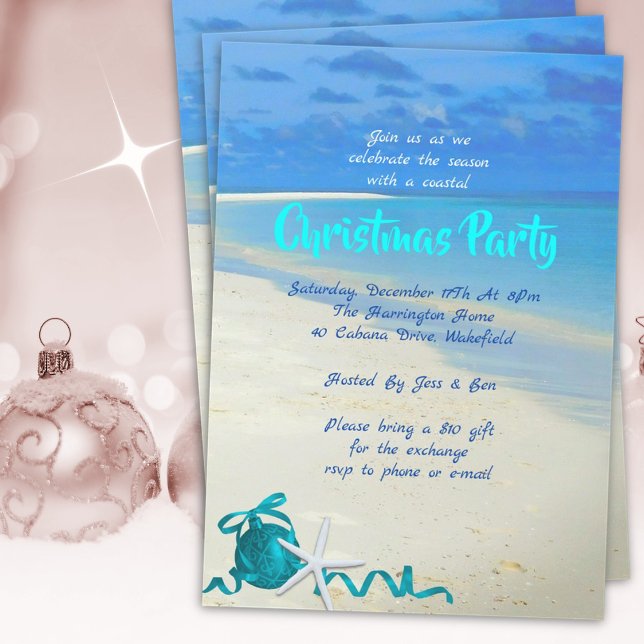 Invitación de fiesta en la playa de Navidad, arena (Subido por el creador)