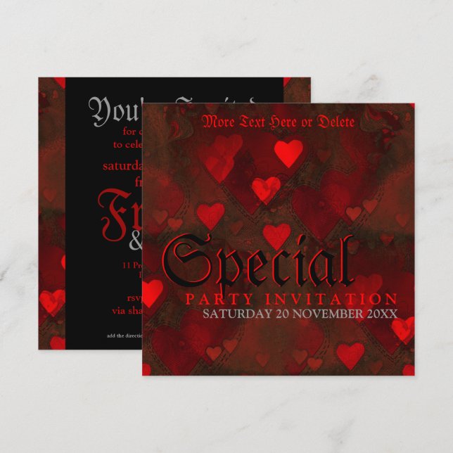 Invitación de fiesta especial de la pasión gótica (Anverso / Reverso)