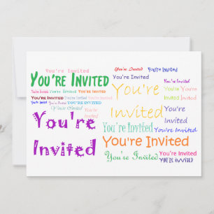 Invitación de fiesta "Estás invitado" multicolor