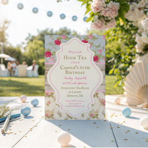 Invitación de fiesta estilo shabby chic floral vic