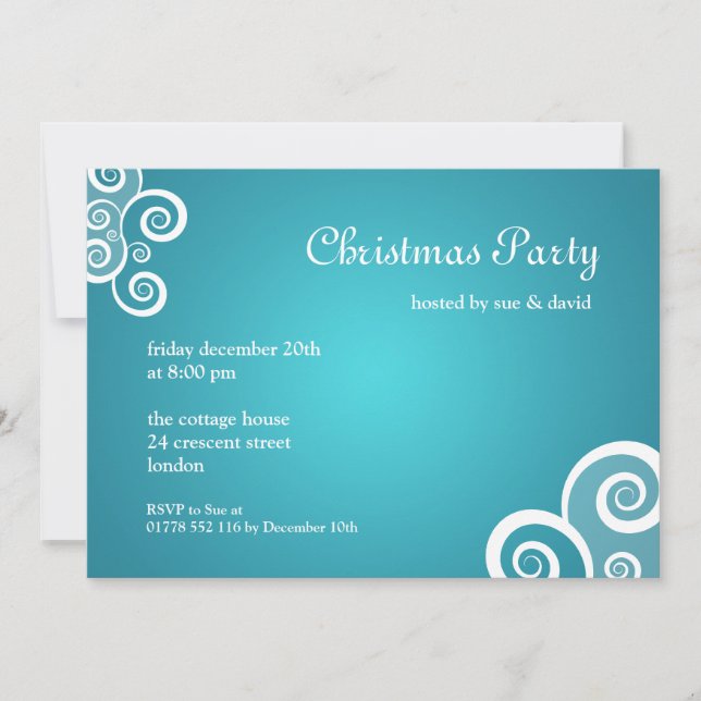 Invitación de fiesta Fabulous Swirls Blue (Anverso)