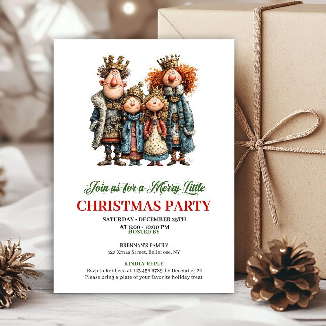Invitación de fiesta familiar festiva de acuarela  (Whimsical Watercolor Family Festive Party Invite)