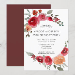 invitación de fiesta floral acuarela rústica boho