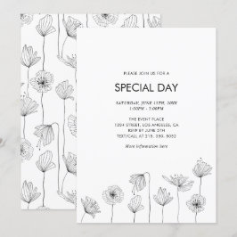 Invitación de fiesta floral de amapola para todas 