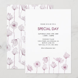 Invitación de fiesta floral de amapola para todas