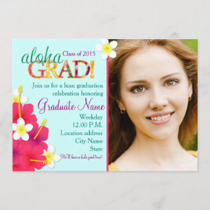 Invitación de fiesta floral de graduación Luau de 