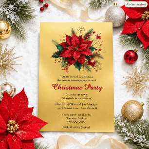 Invitación de fiesta floral de Navidad elegante en