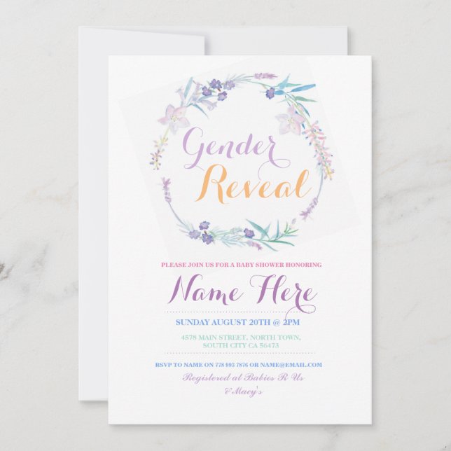 Invitación de Fiesta floral rosa Baby Shower para  (Anverso)