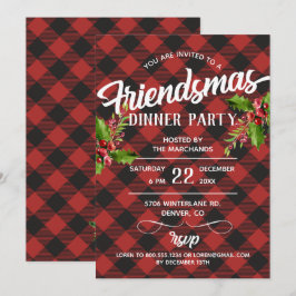Invitación de Fiesta Friendsmas de Cuadros Búfalo 