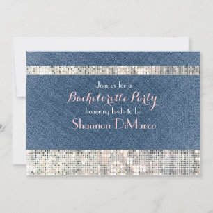 Invitación de fiesta Glam Glamour Denim Sequins Gl