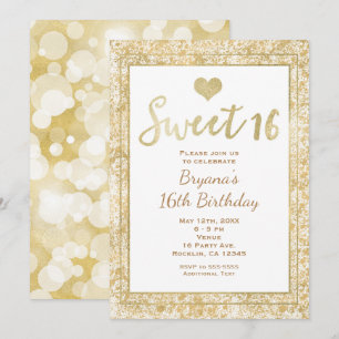 Invitación de fiesta Glam SWEET 16 Corazón Blanco 