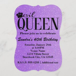 Invitación de fiesta glamour con brillo púrpura de