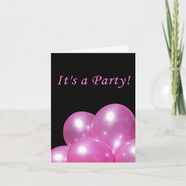 Invitación de fiesta Globos rosa brillante (Anverso)