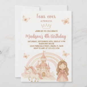 Invitación de Fiesta Gold Castle y Unicorn