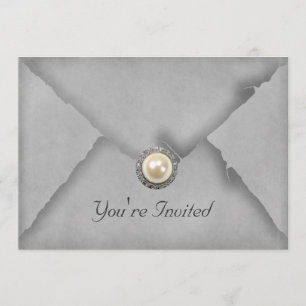Invitación de fiesta gris Jewels and Lace