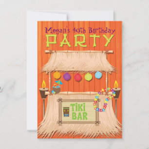 Invitación de fiesta hawaiana tropical de bar tiki