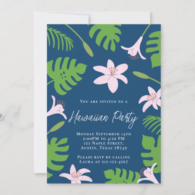 Invitación de Fiesta hawaiano (Anverso)