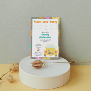 Invitación de fiesta hippie retro